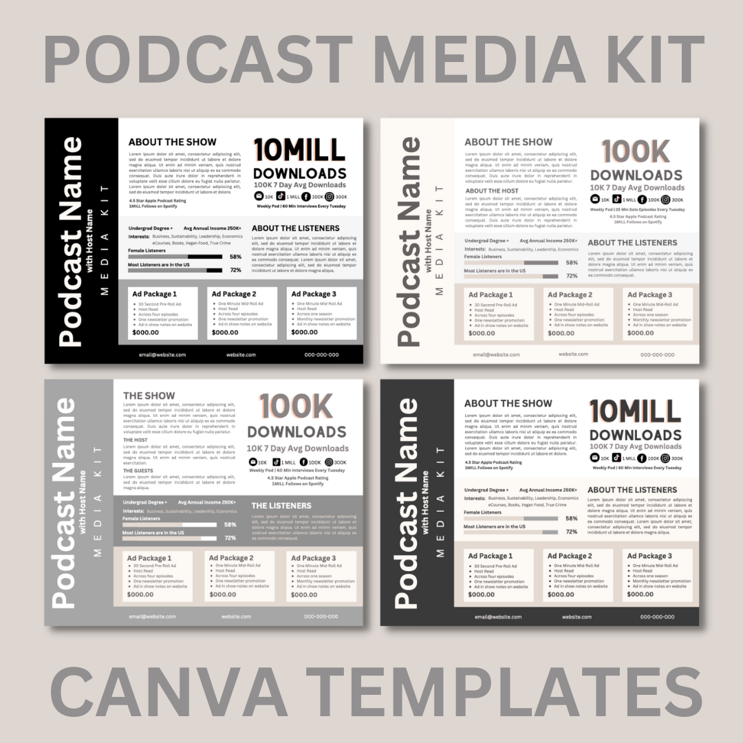 Podcast Media Kit Canva Templates