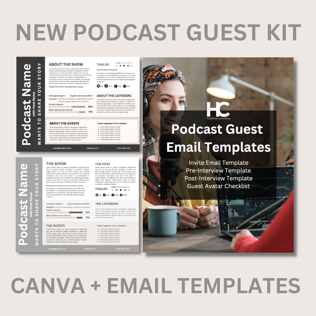 New Podcast Guest Invite Media Kit | Canva and Email Templates